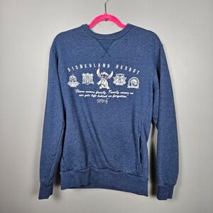 Disney Parks Womens S Stitch Disneyland‎ Crewneck Sweatshirt Blue Pockets